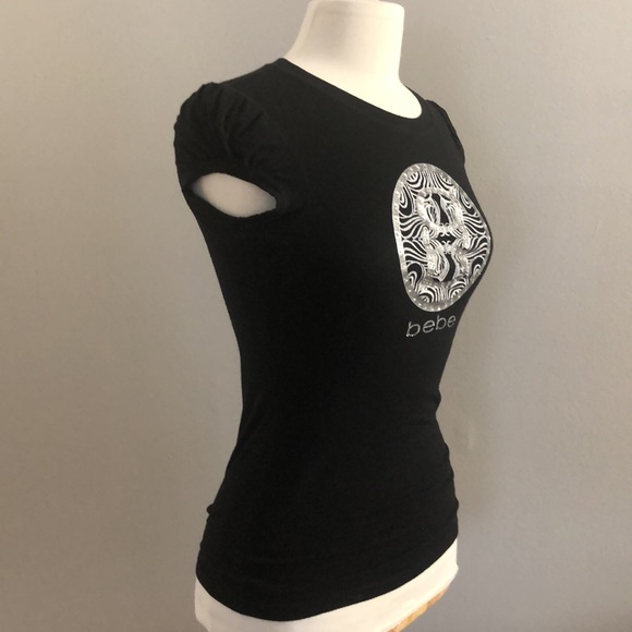 Bebe Rhinestone tee. Size Small. Color black - Picture 6 of 9